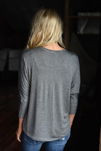 Glam Pocket Top - Charcoal