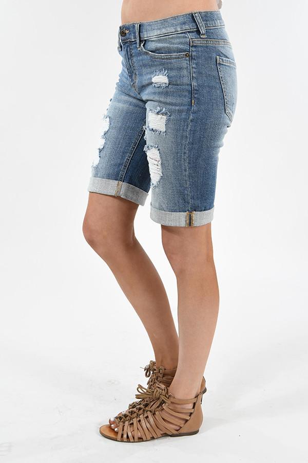 Distressed Bermuda Shorts