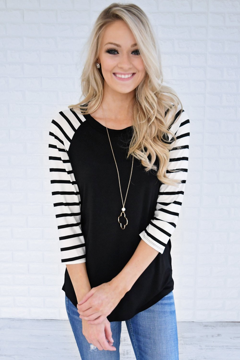 The Feeling is Mutual Black Striped Top