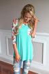 Mint Floral Baseball Tee