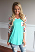 Mint Floral Baseball Tee