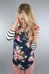 Navy Floral And Stripes Top
