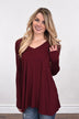 Essential V-Neck Top Burgundy