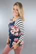 Navy Floral And Stripes Top