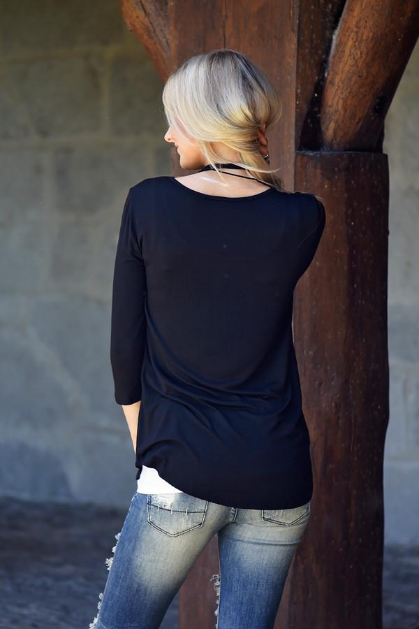 Criss Cross My Heart Top - Black
