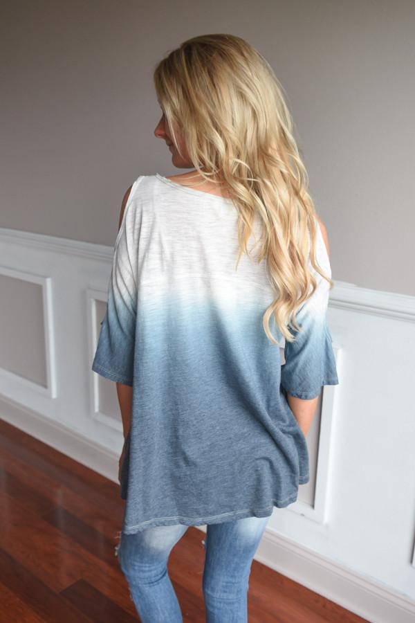 Two Tone Ombre Top ~ Blue