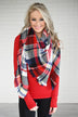 Red & Navy Blanket Scarf