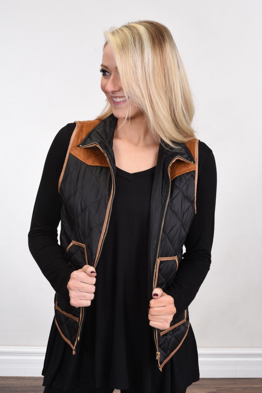 Black & Cognac Lightweight Vest
