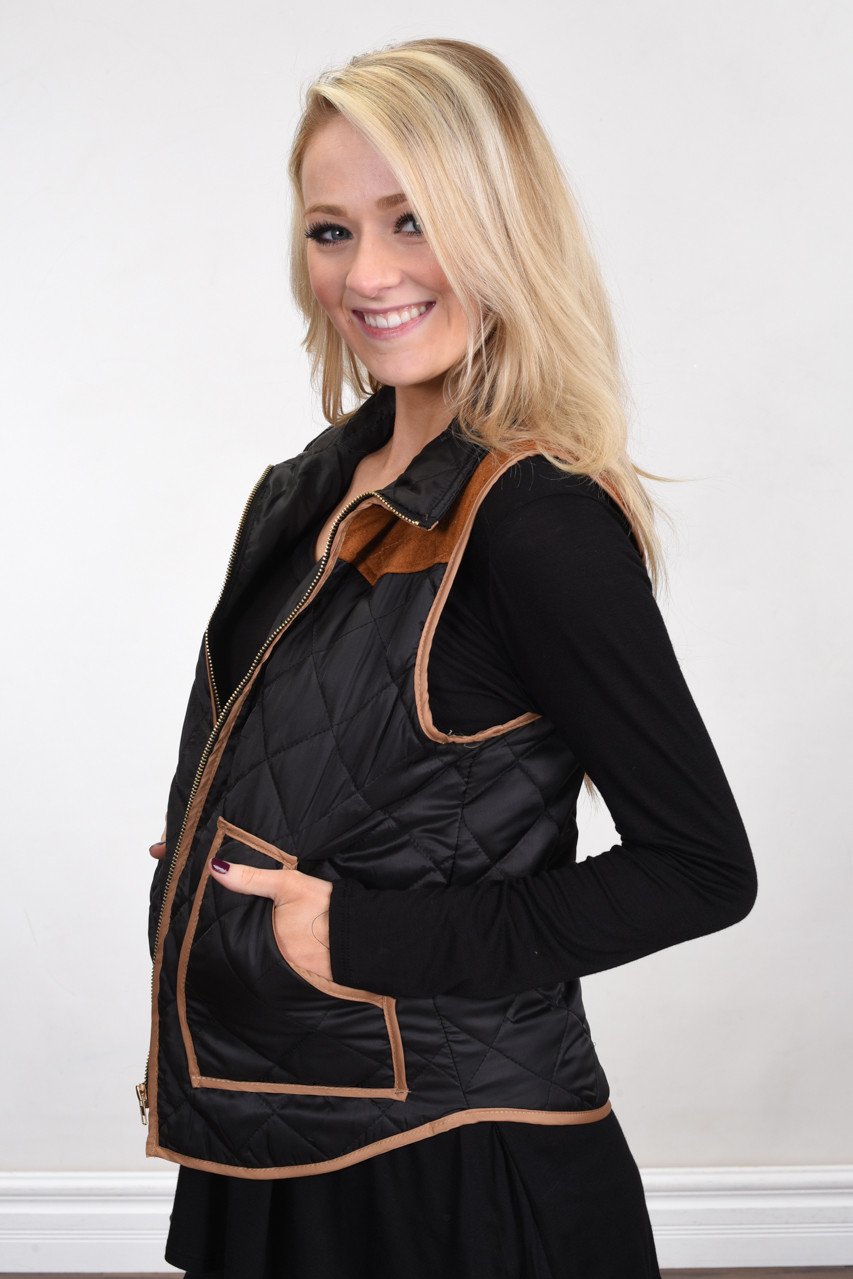 Black & Cognac Lightweight Vest