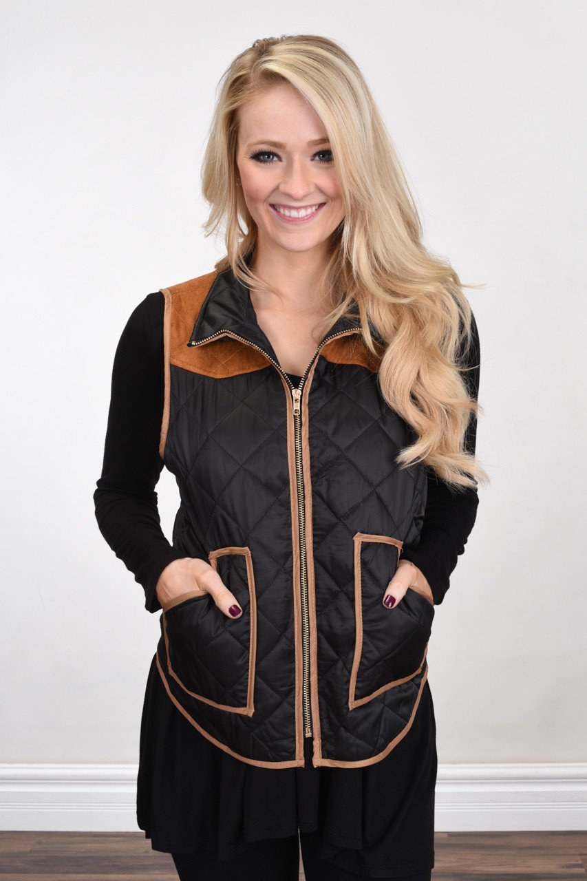 Black & Cognac Lightweight Vest