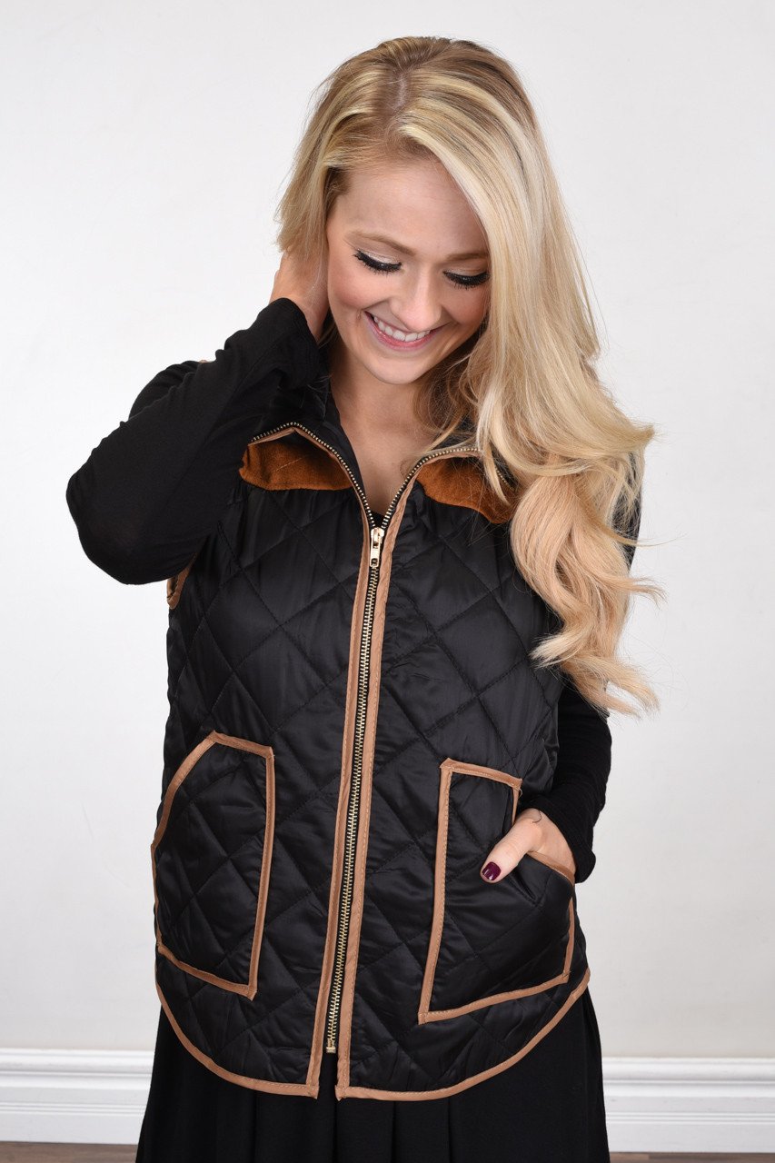 Black & Cognac Lightweight Vest