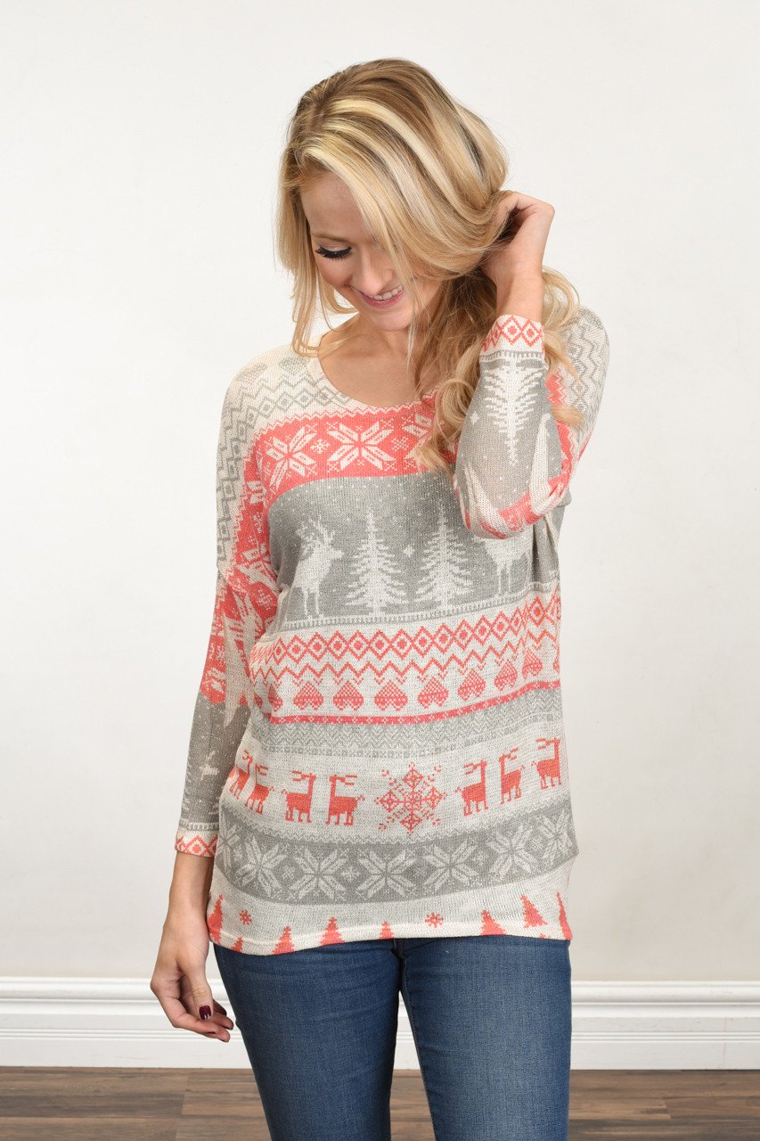 Home For The Holidays Sweater Top - Cream
