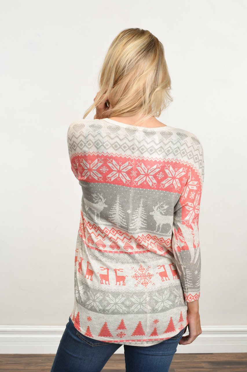 Home For The Holidays Sweater Top - Cream