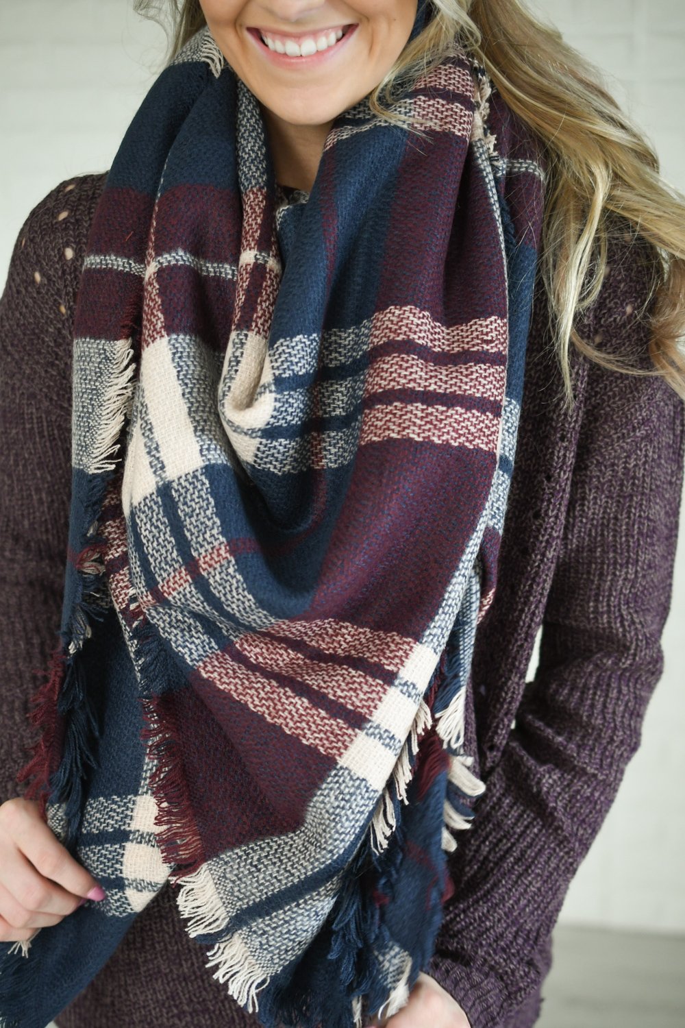 Purple Navy Blanket Scarf