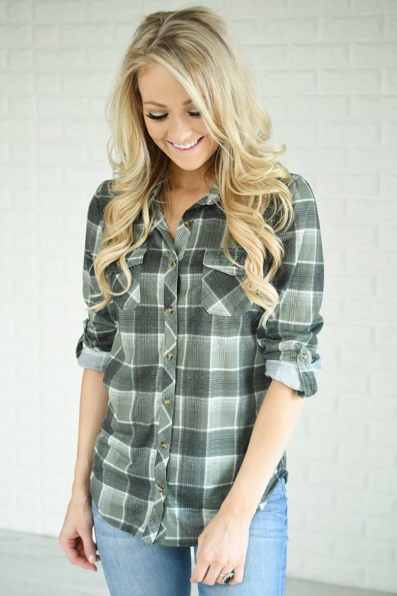 The Essential Plaid Top ~ Checkered Olive