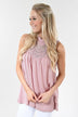 Mauve Pink Lace Tank Top