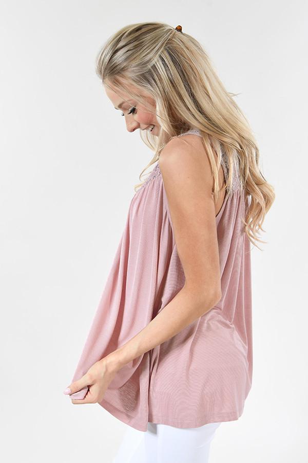 Mauve Pink Lace Tank Top
