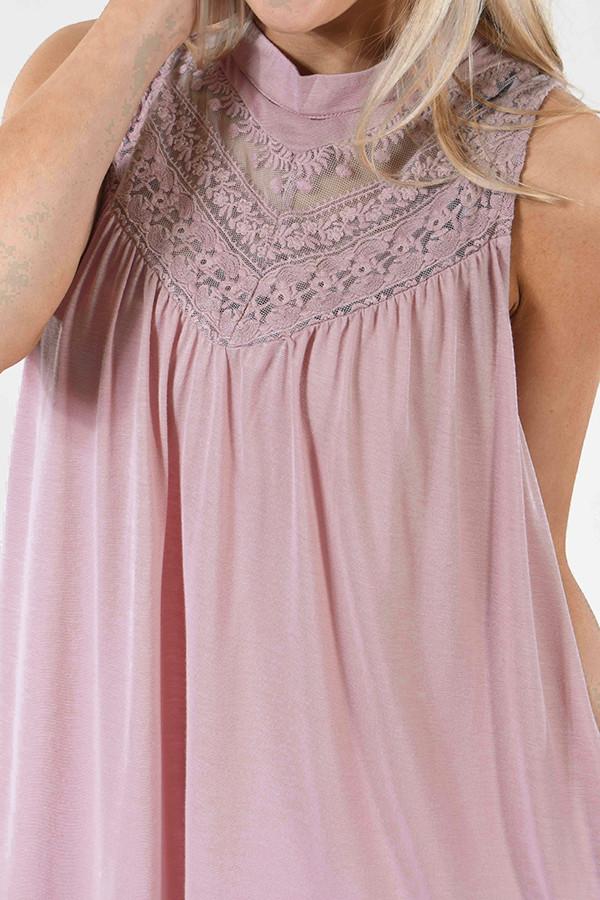 Mauve Pink Lace Tank Top