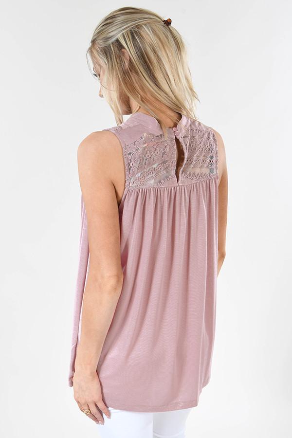 Mauve Pink Lace Tank Top