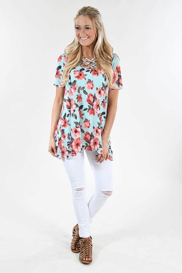 Tied Down Blue Floral Top