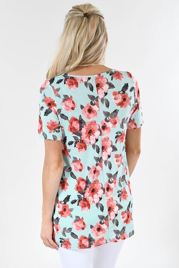 Tied Down Blue Floral Top
