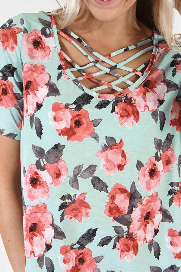Tied Down Blue Floral Top