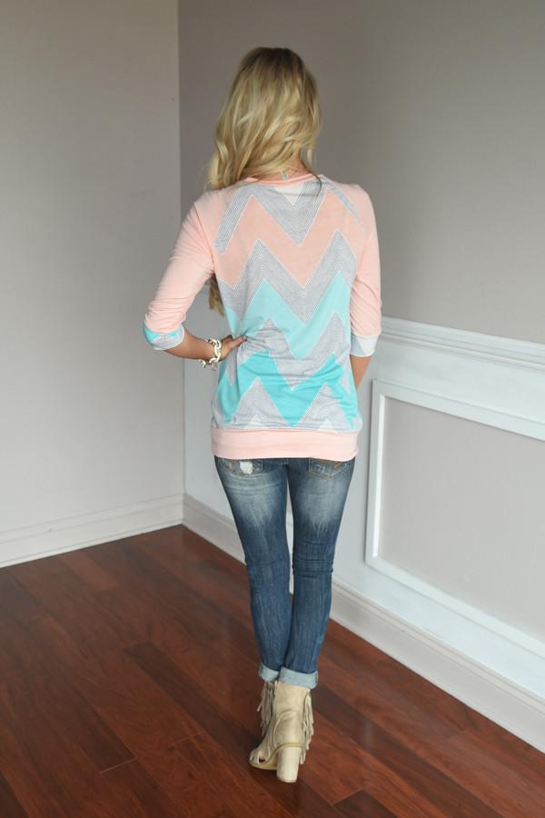 Peach Chevron Top