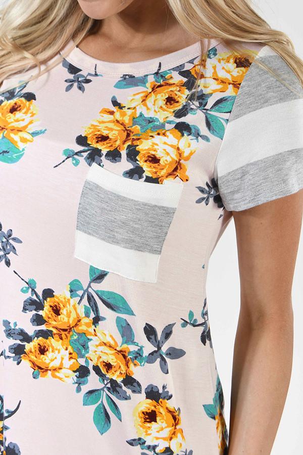 Peached Striped Pocket Top