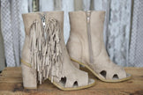 Taupe Fringe Booties