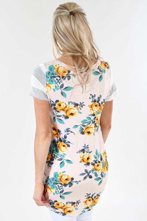 Peached Striped Pocket Top
