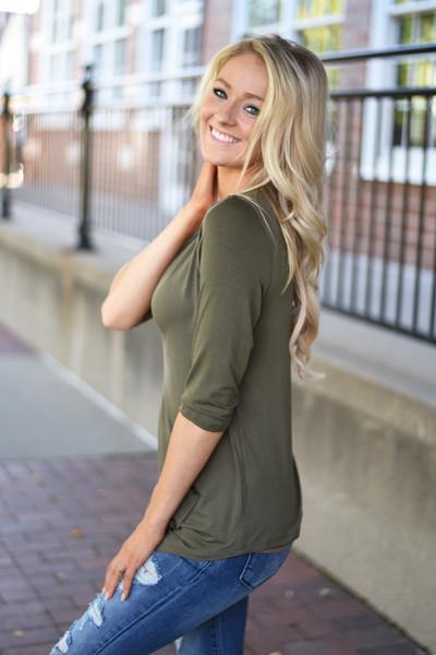 Baby I'm Yours Button Top - Olive