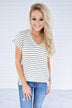 Blurred Lines Striped Top ~ White