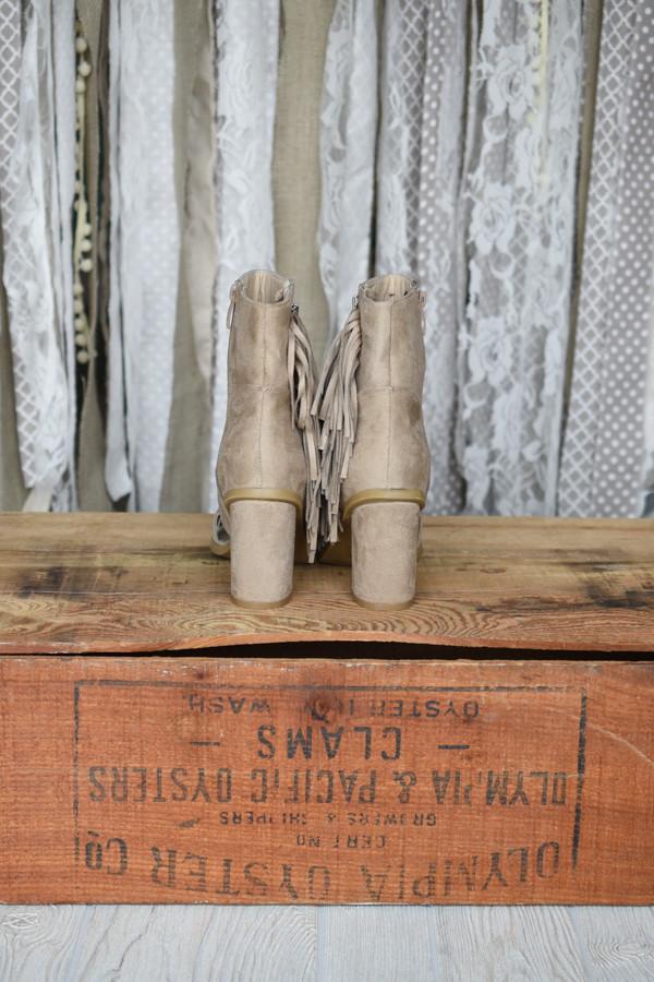 Taupe Fringe Booties