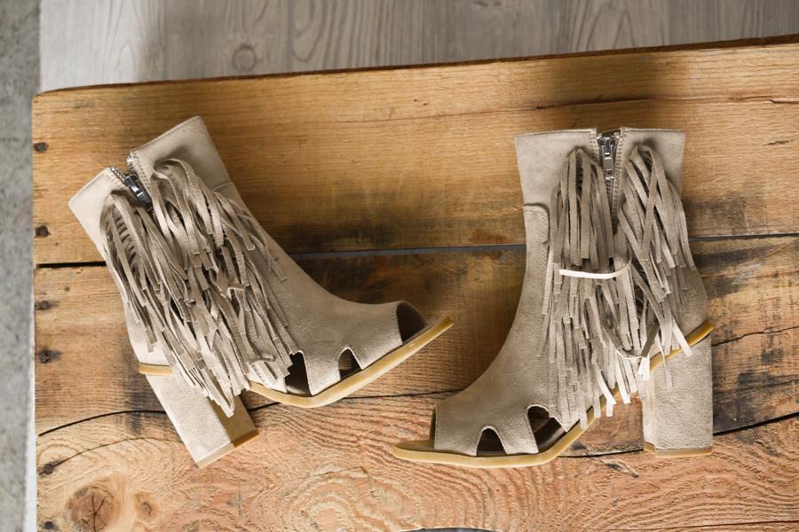 Taupe Fringe Booties