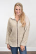 Sherpa Zip Up Jacket ~ Cement