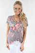 Floral V-Neck ~ Stone