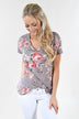 Floral V-Neck ~ Stone