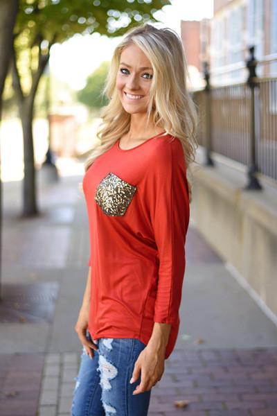 Glam Pocket Top - Rust