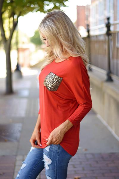 Glam Pocket Top - Rust