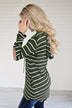 Olive Striped Hoodie w/ Elbow Patches