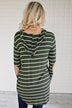 Olive Striped Hoodie w/ Elbow Patches