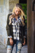 Traditional Olive & Navy Plaid Top