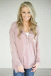 Mauve Elbow Patch Thermal Top