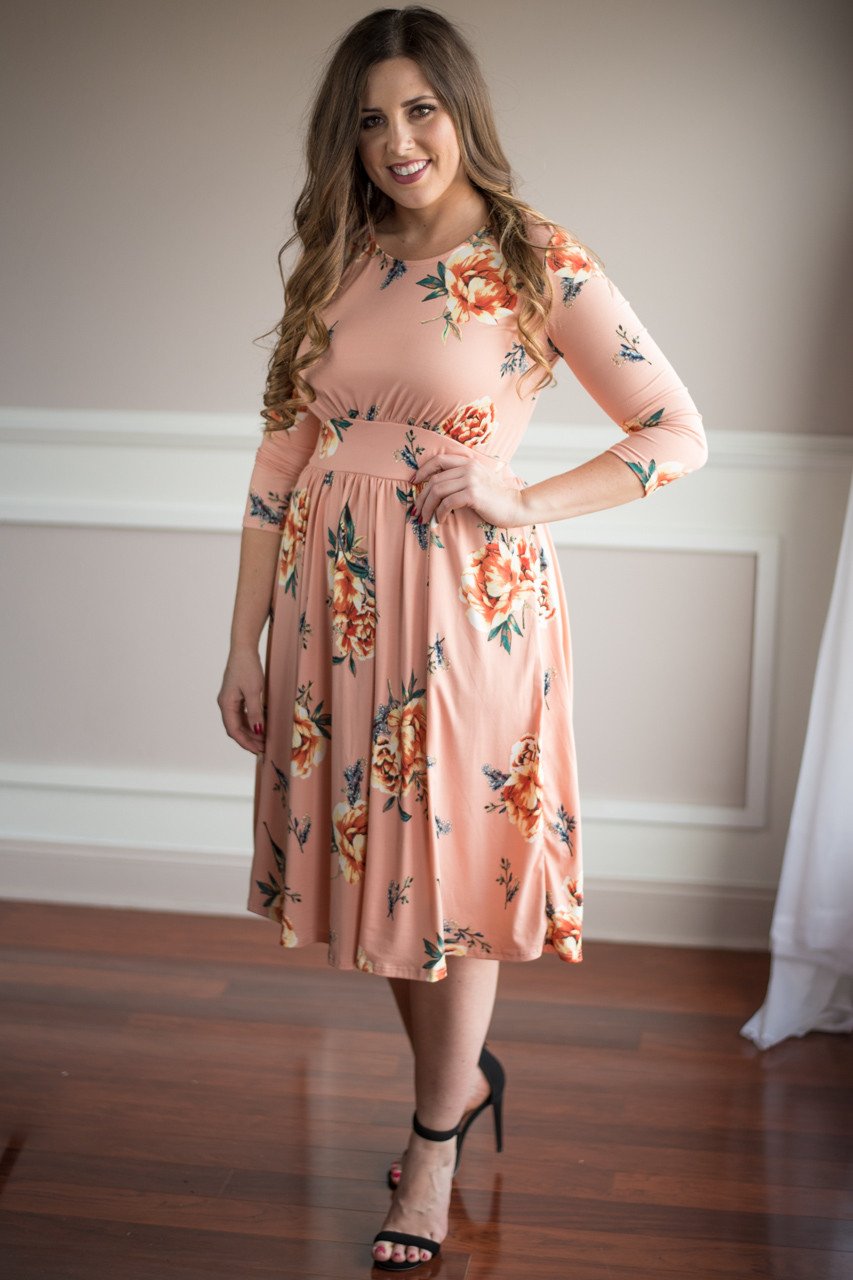 Everything's Peachy Floral Dress