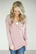 Mauve Elbow Patch Thermal Top