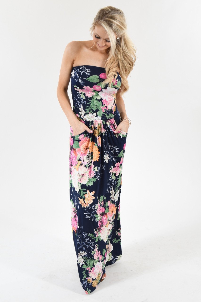 Summer Lovin' Strapless Maxi Dress ~ Navy
