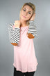 Pink and Black Elbow Patch Top
