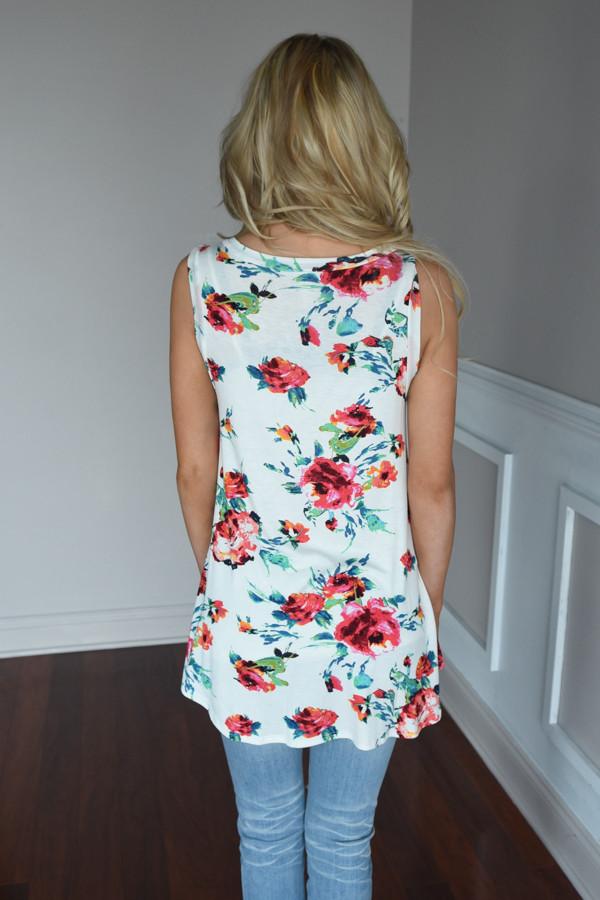 Ivory Floral Tank Top