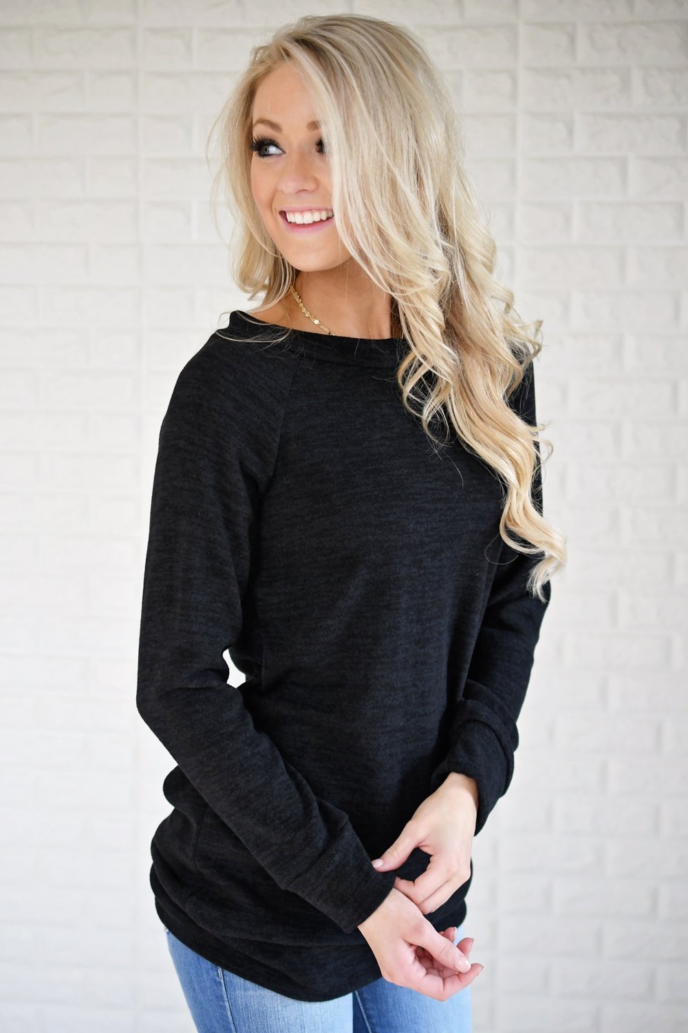 Forever Cozy Tunic Top ~ Black