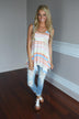Orange & Yellow Striped Pocket Top
